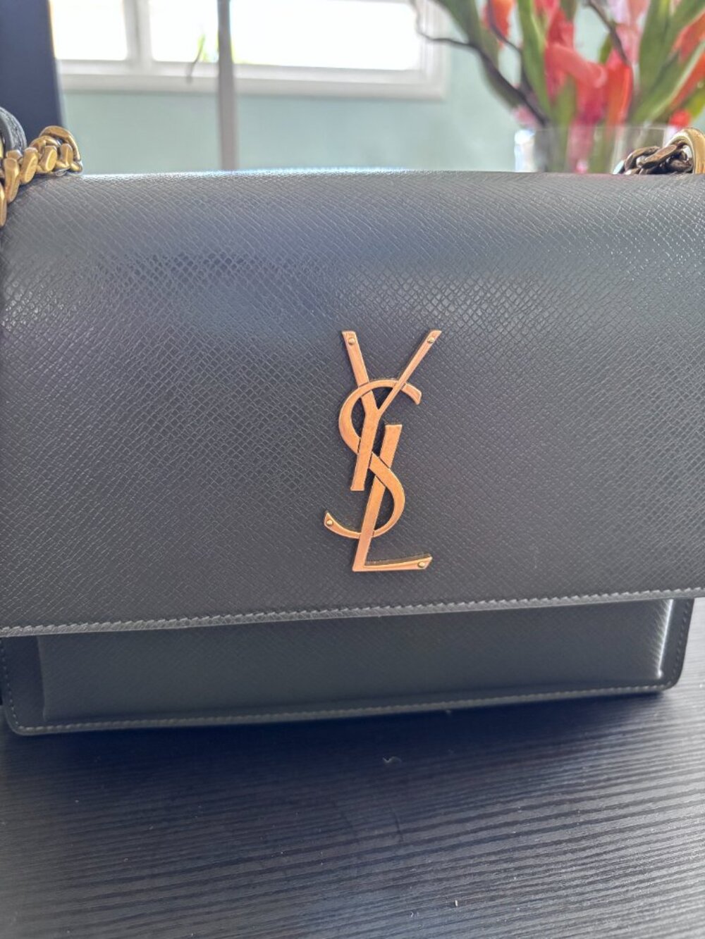 YSL Dark Grey/Gold Medium Sunset Bag (Full Set) - Picture 4 of 10